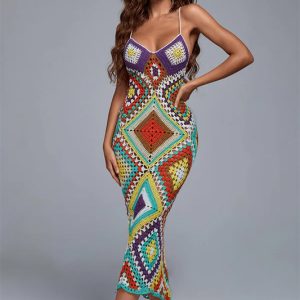 Robe Crochet Longue Patchwork Bohème