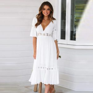 Robe Longue Blanche Bohème – Aria