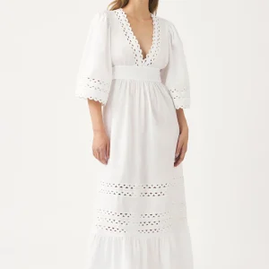 Robe longue ajourée en popeline de coton Rodo