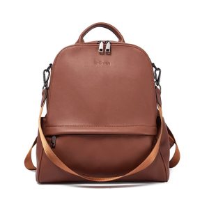 Sac à dos Antivol Femme Cuir Marron – MENCIA