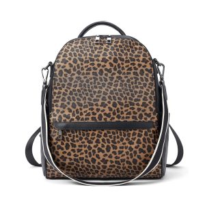 Sac à dos Antivol Femme Cuir Léopard – MENCIA