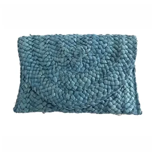 Sac Pochette Paille Tressée Bohème – Bleu