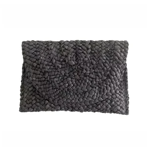 Sac Pochette Paille Tressée Bohème – Noir