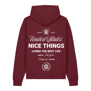 Sweat capuche oversize Bordeaux Nyc Heritage