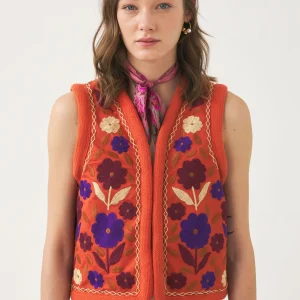 Gilet sans manches brodé Tady