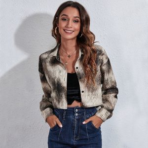 Veste Bohème Courte Imprimé Serpent