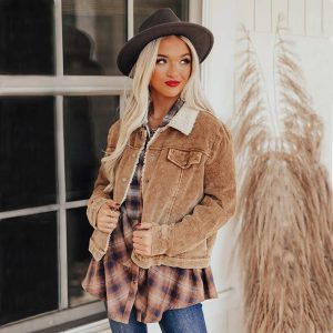 Veste Velours Côtelé Beige Epaisse